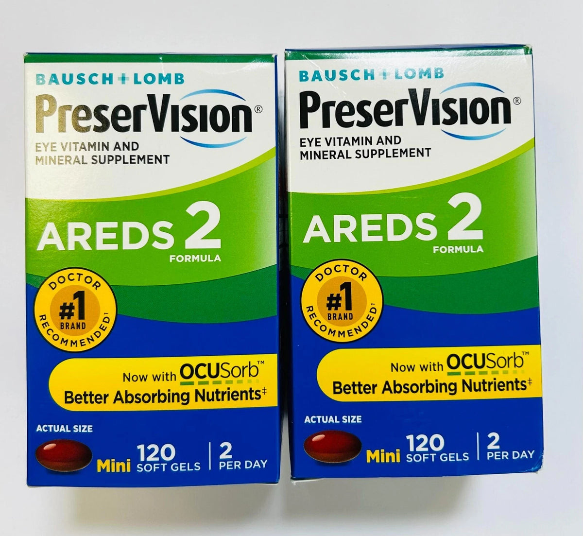 2 BOXES Bausch+Lomb PreserVision AREDS 2 Formula 240 Softgels Total Exp 01/27+