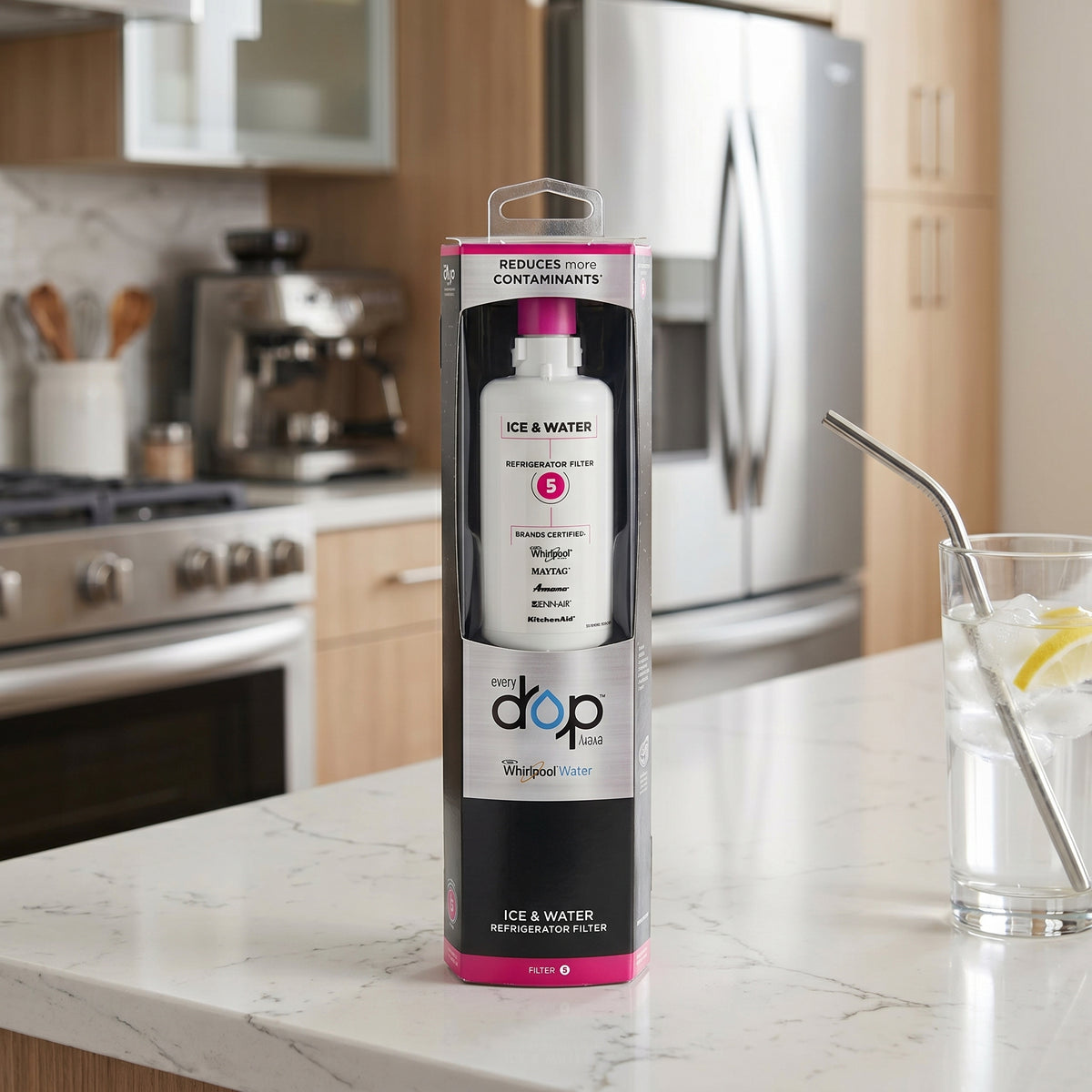 EveryDrop EDR5RXD1 Refrigerator Water Filter 5 | Genuine Whirlpool Ice & Water Filter Replacement