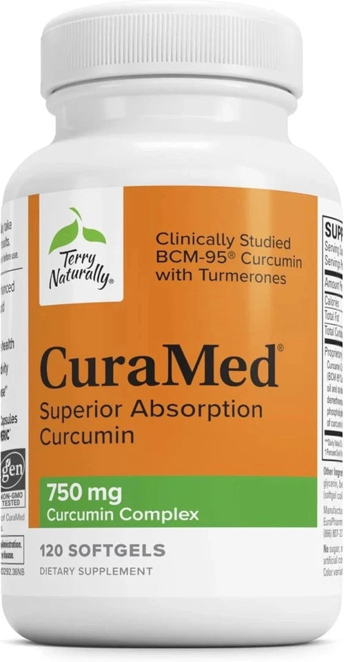 Terry Naturally CuraMed Curcumin 750mg – 120 Softgels | Premium Turmeric Supplement | New