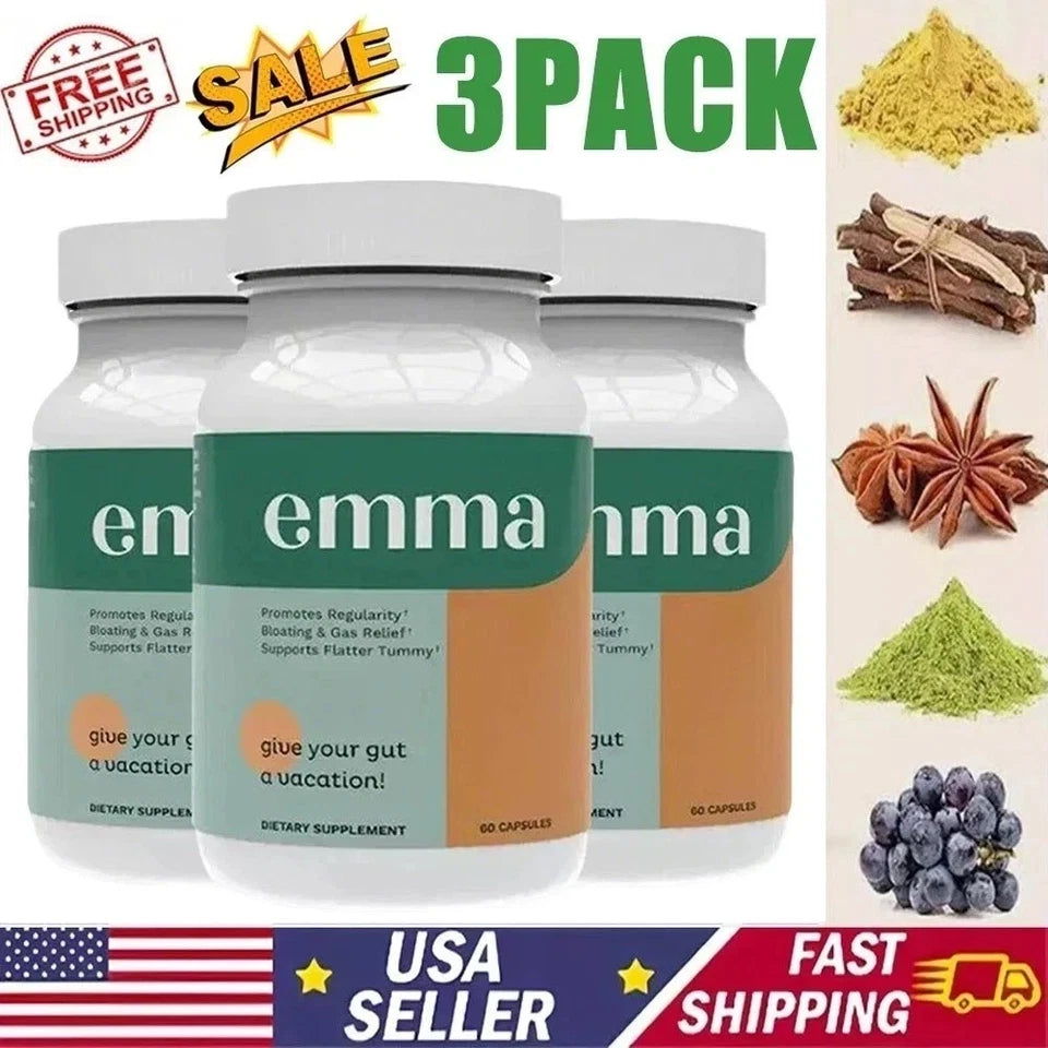 Emma Gut Health Supplement 3 Pack | 180 Capsules for Bloating Relief & Digestive Support
