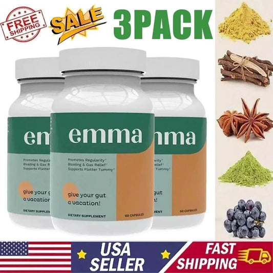 Emma Gut Health Supplement 3 Pack | 180 Capsules for Bloating Relief & Digestive Support